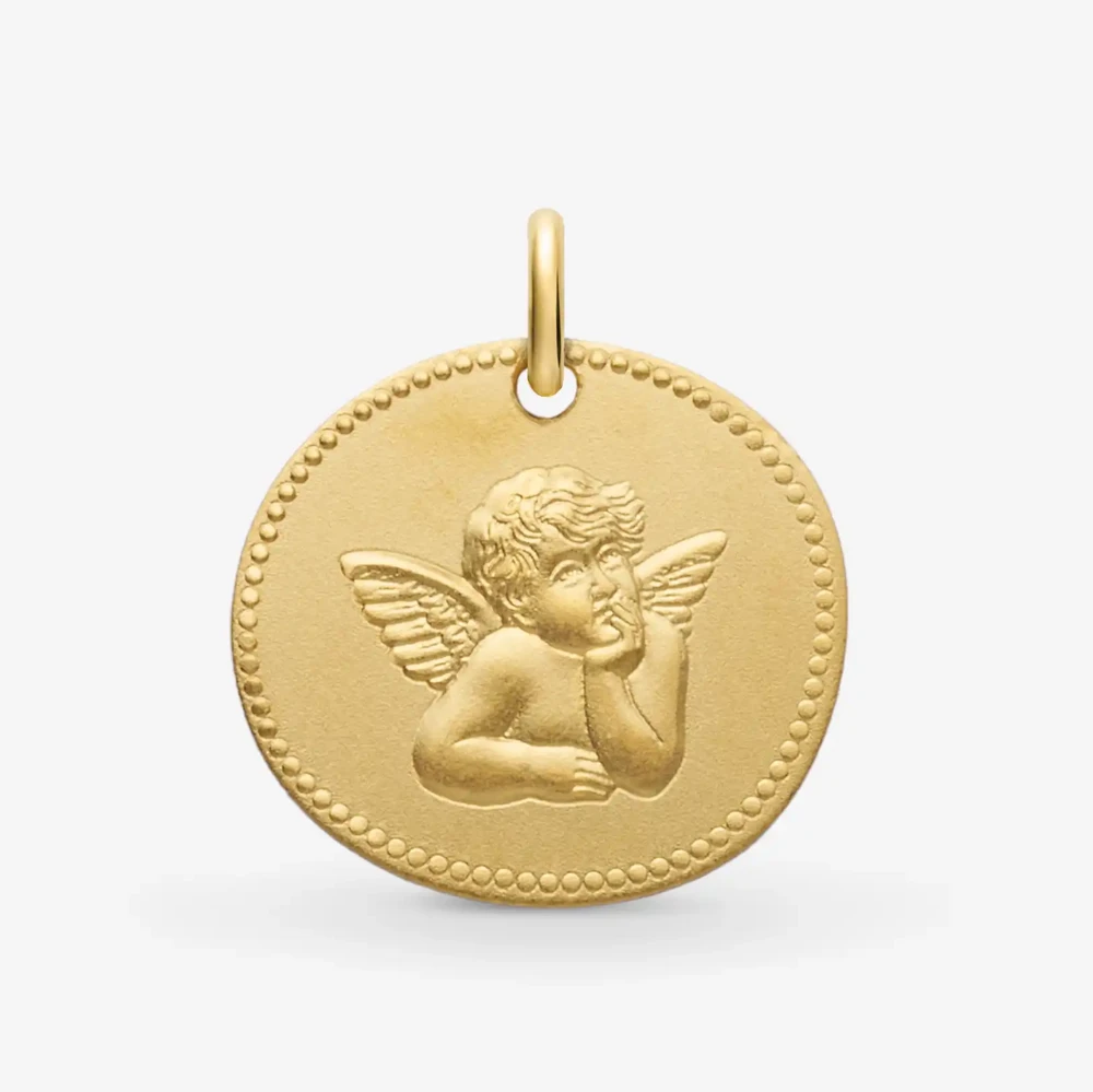 Photo de Médaille Galet Ange - Or jaune 18 carats