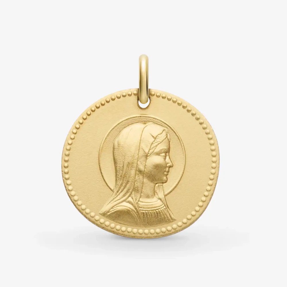 Photo de Médaille Galet Vierge Jeune - Or jaune 18 carats