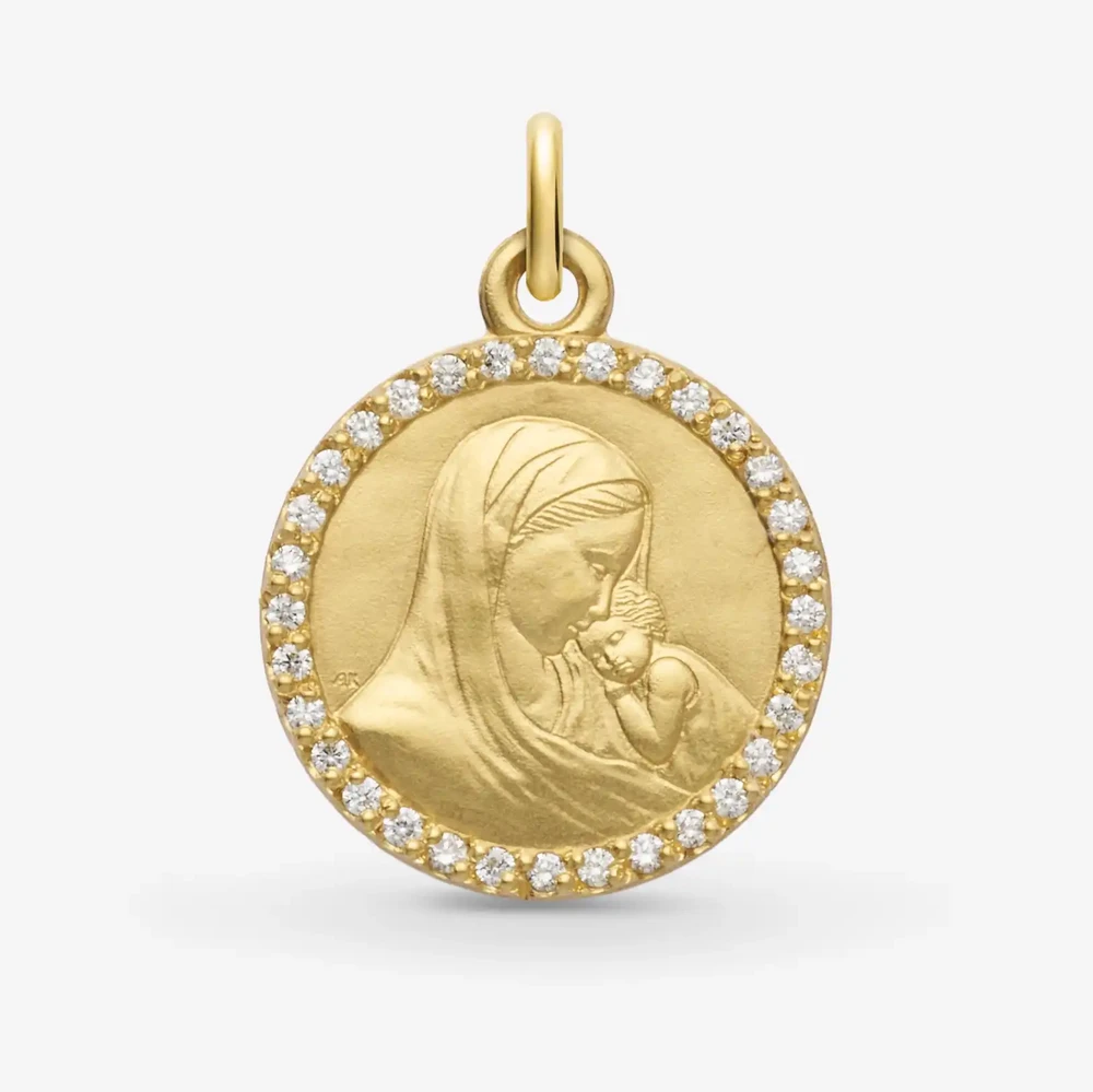 Photo de Médaille Notre Dame de la Tendresse - Or jaune 18 carats & Diamants 