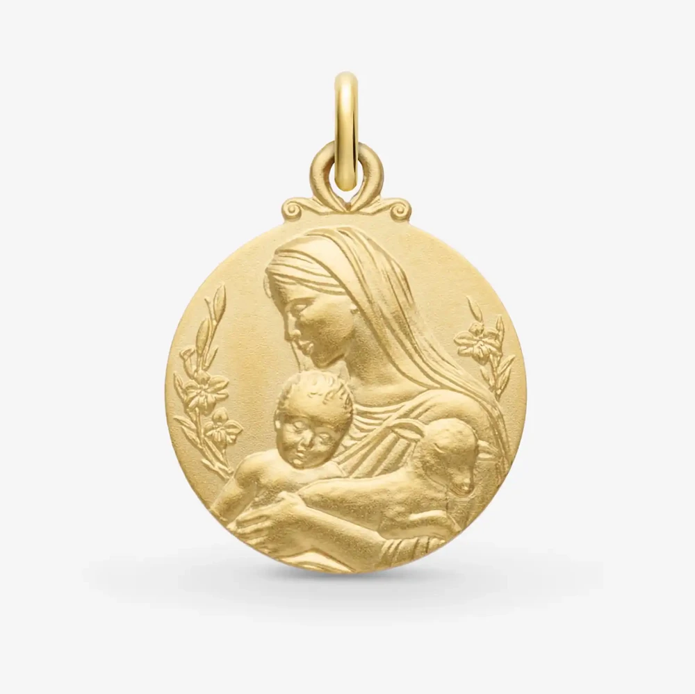 Photo de Médaille vierge aimante - or jaune 18 carats