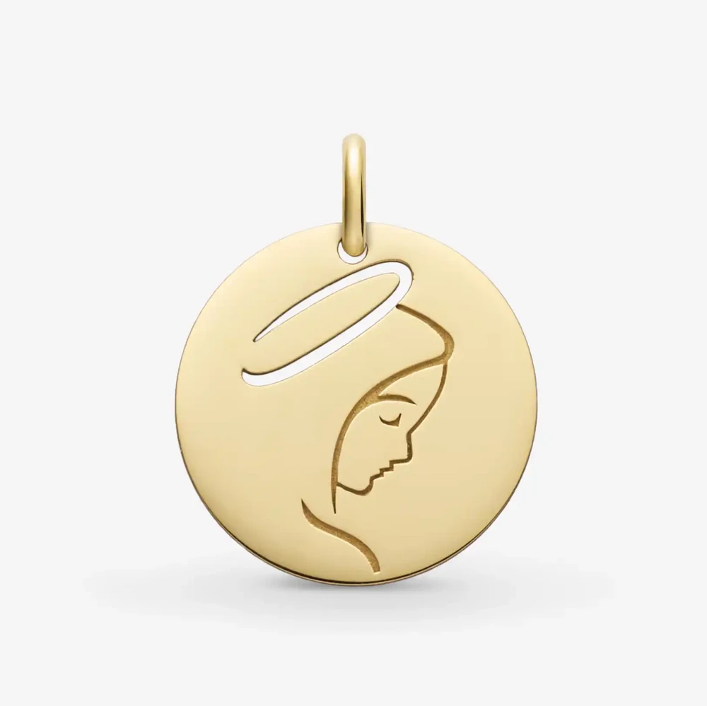Photo de Médaille esquisse vierge jeune - or jaune 18 carats