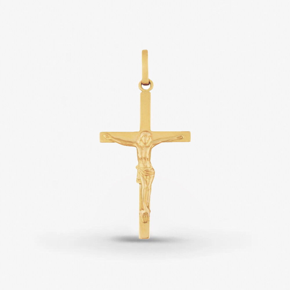 Photo de Pendentif Croix Latine avec Christ - or jaune 18 carats