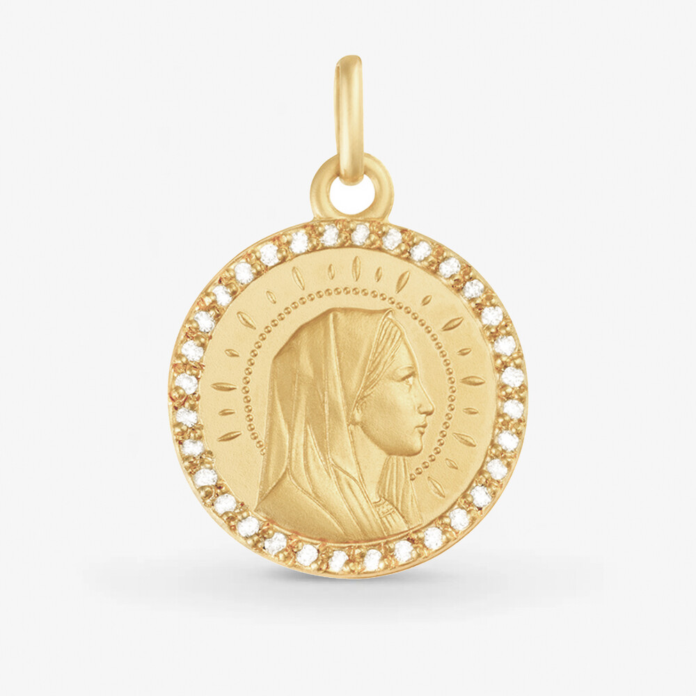 Photo de Médaille ave maria - or jaune 18 carats & diamants