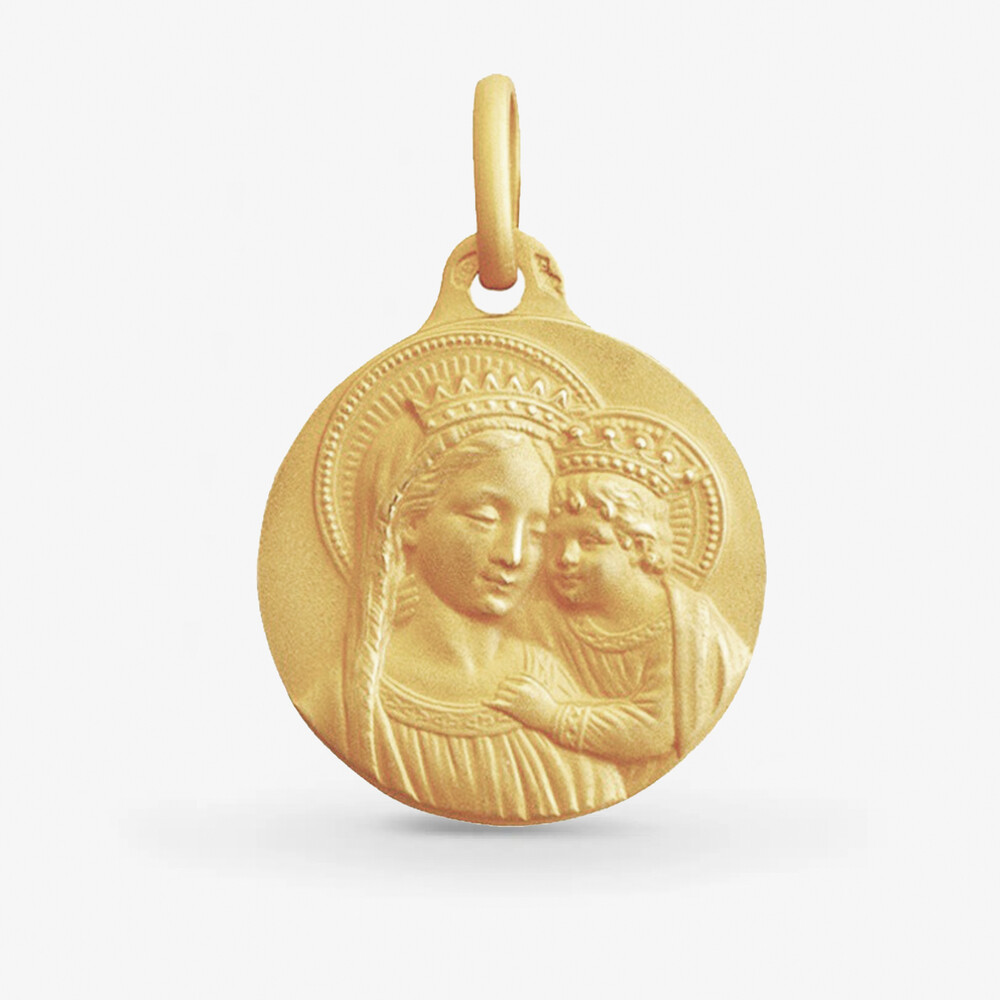 Photo de Médaille vierge couronnée à l'enfant - or jaune 9 carats