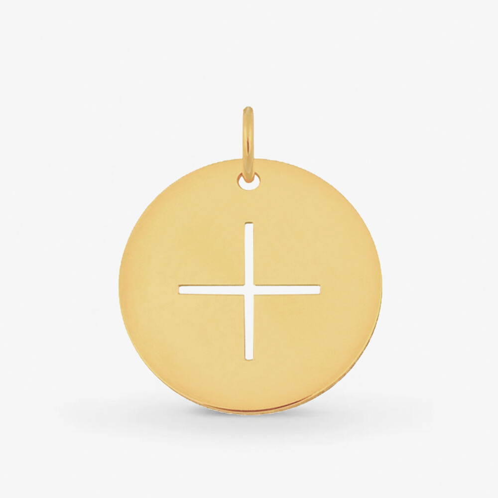 Photo de Pendentif croix fine - or jaune 18 carats