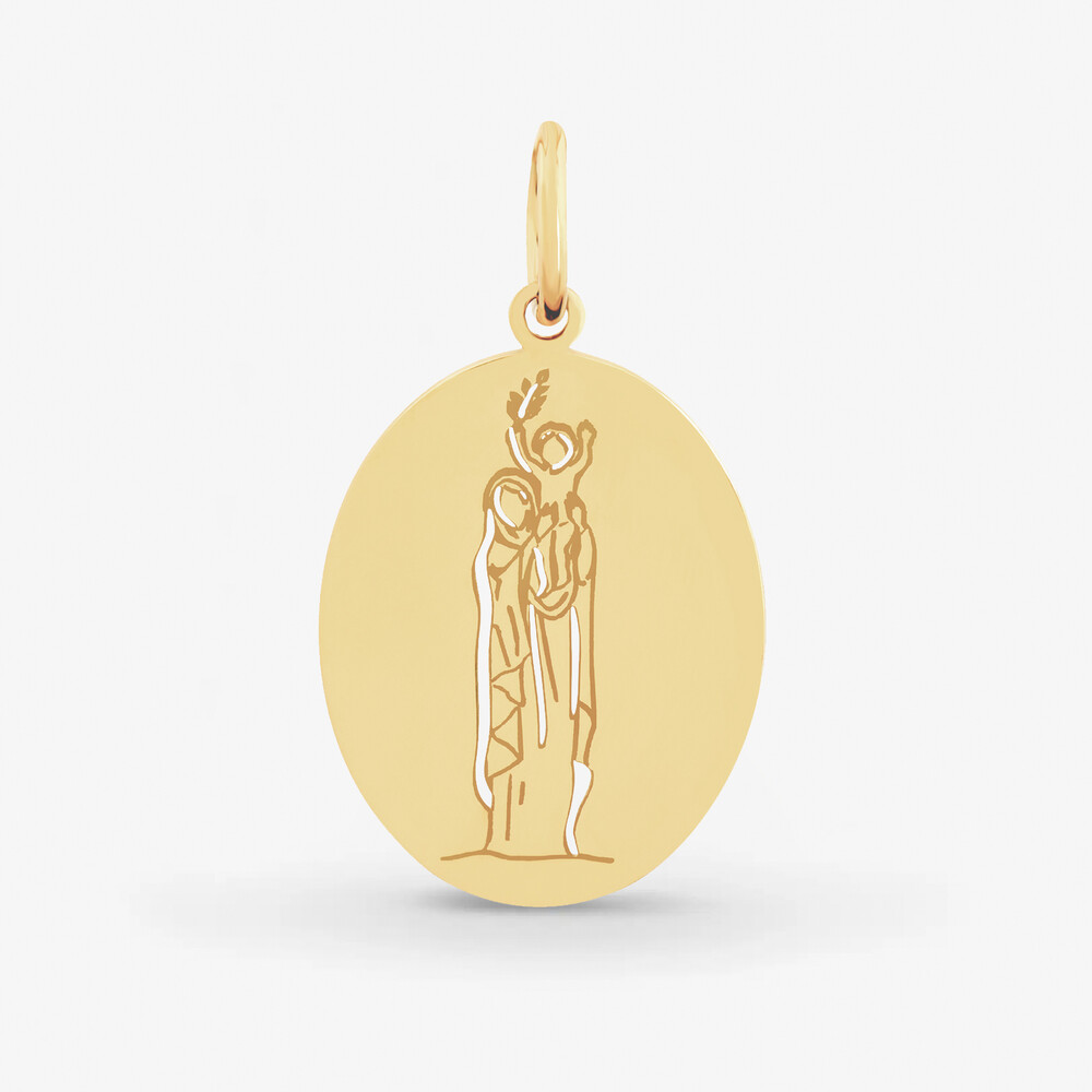 Photo de Médaille vierge à l'enfant ovale - or jaune 18 carats