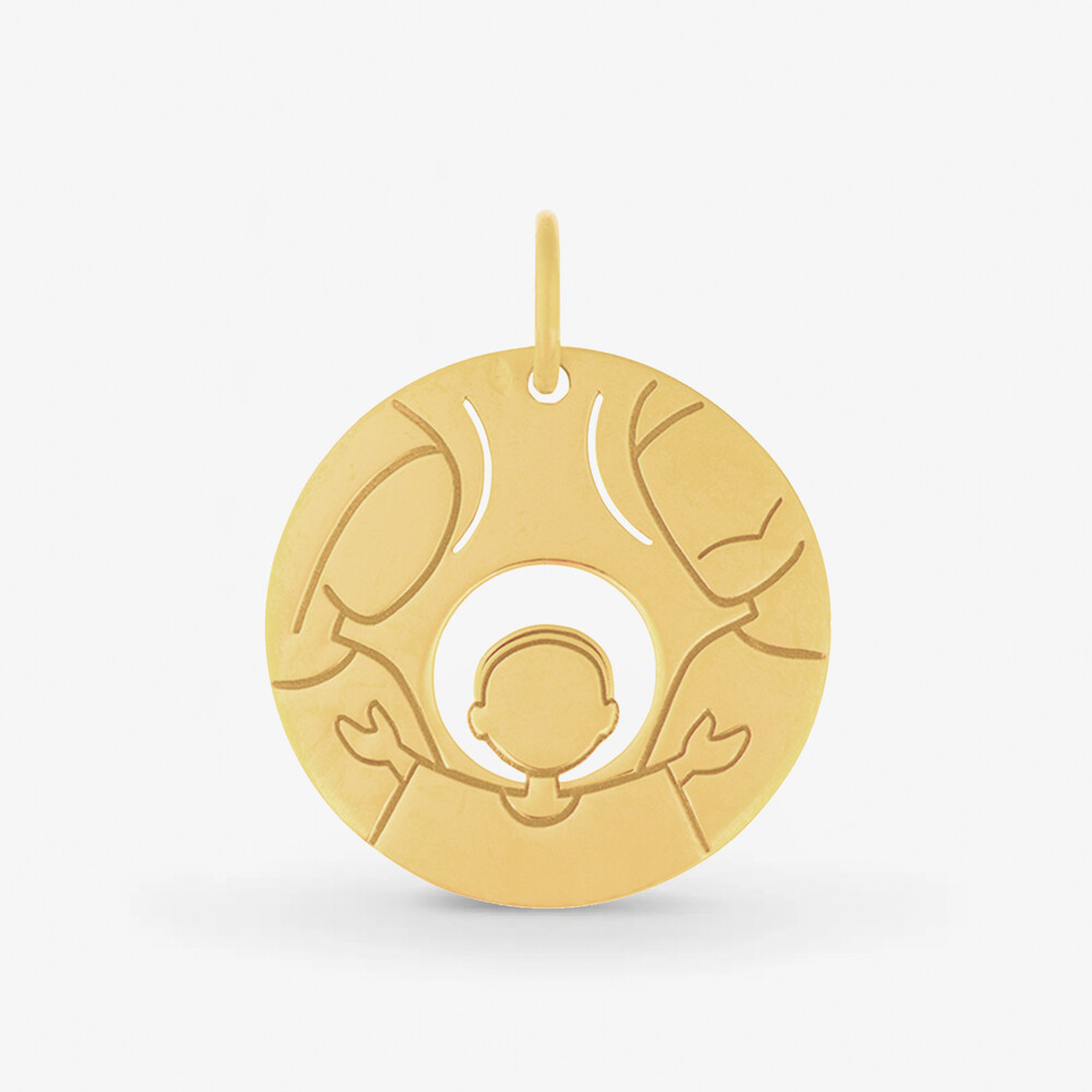Photo de Médaille esquisse sainte famille - or jaune 18 carats
