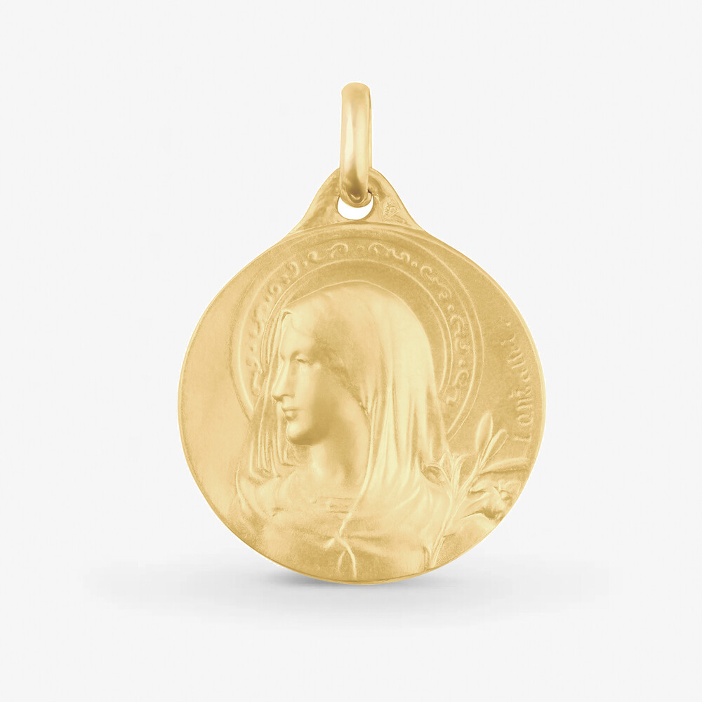 Photo de Médaille vierge au lys - or jaune 18 carats