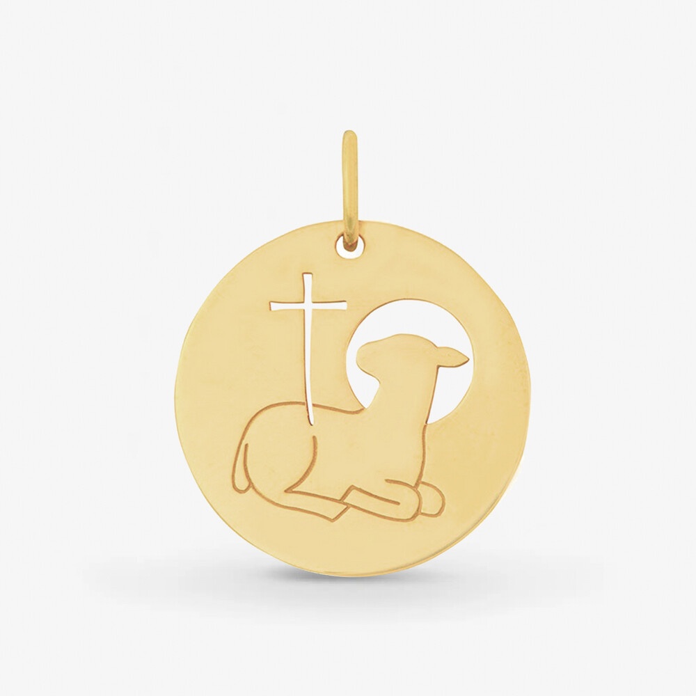 Photo de Médaille agneau pascal - or jaune 18 carats