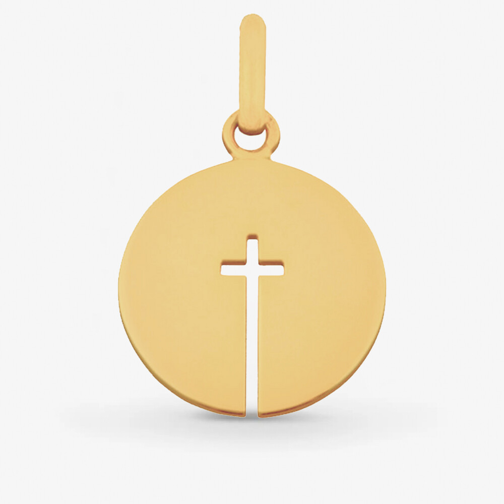 Photo de Médaille croix ouverte - or jaune 18 carats