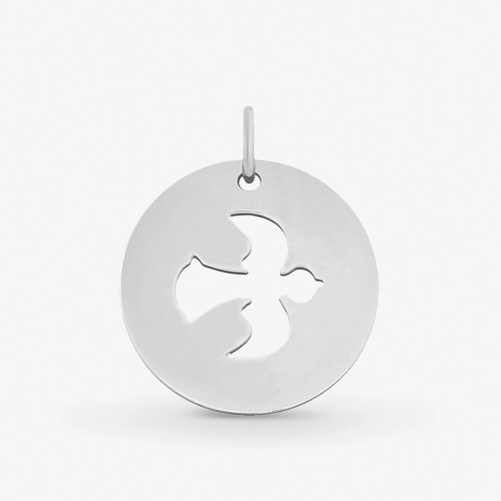 Photo de Pendentif colombe avec bélière - or blanc 18 carats