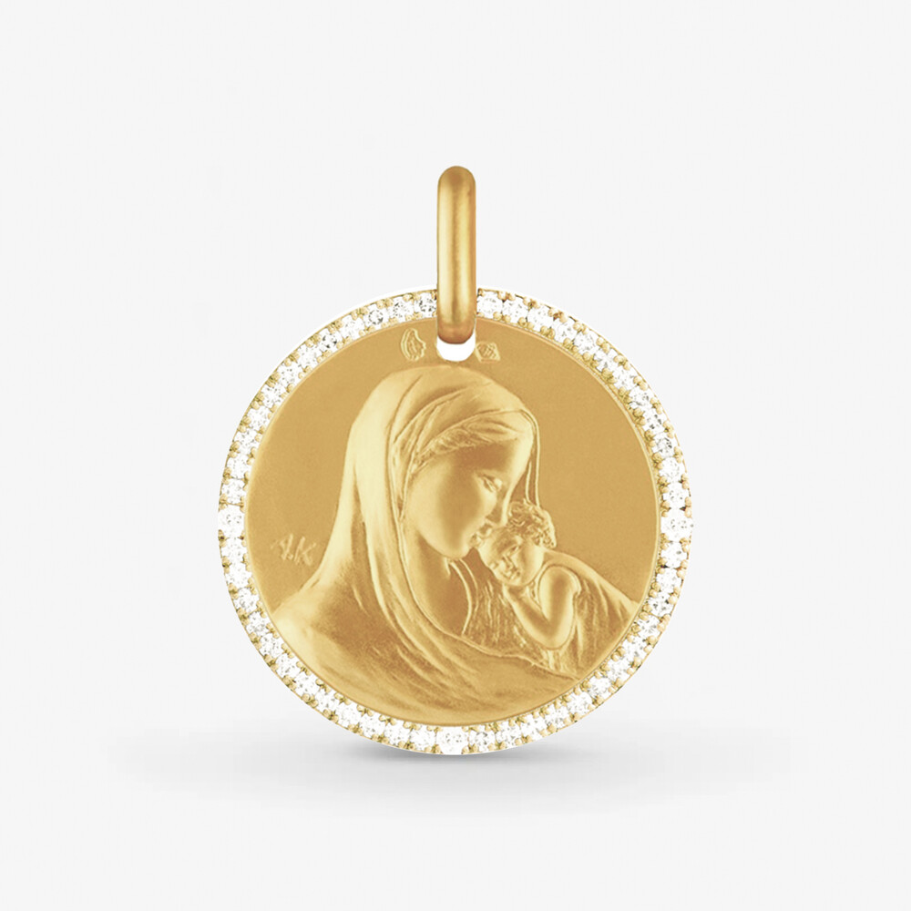 Photo de Médaille notre dame de tendressetour diamants - or jaune 18 carats