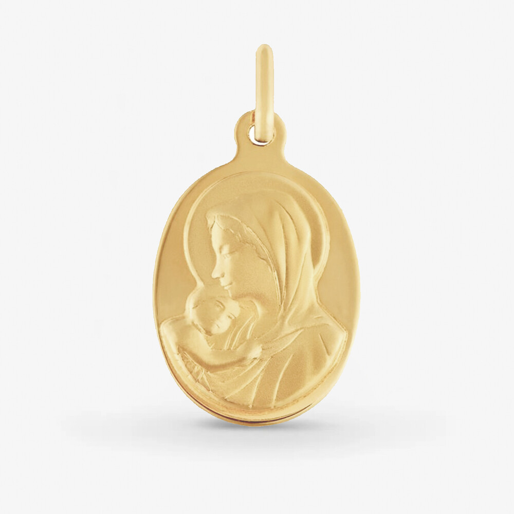 Photo de Médaille vierge enfant ovale - or jaune 18 carats