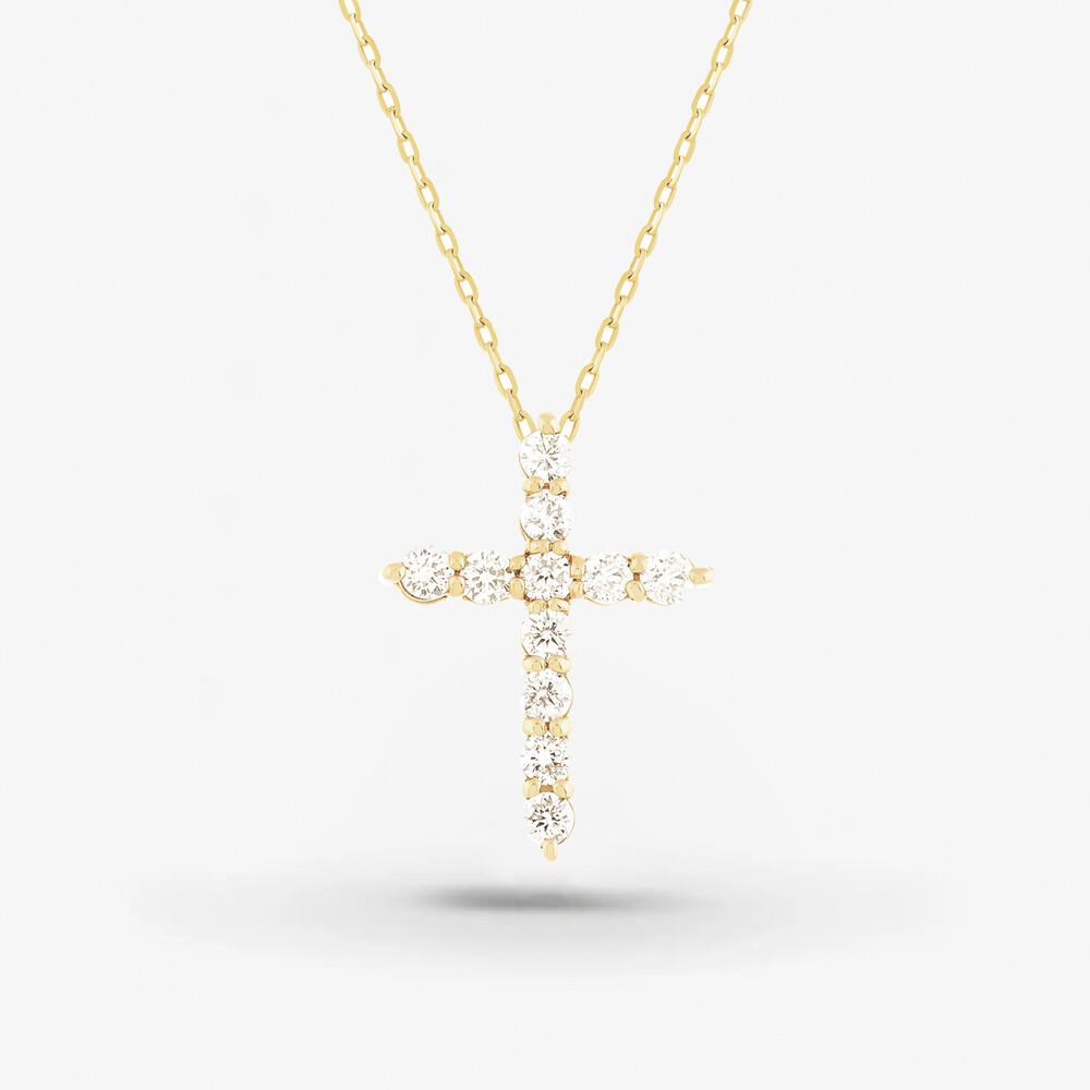 Photo de Collier croix Hortense - or jaune 18 carats & diamants