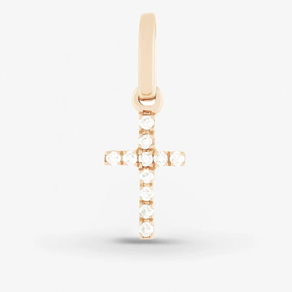 Photo de Petite croix Alix diamants - or rose 18 carats
