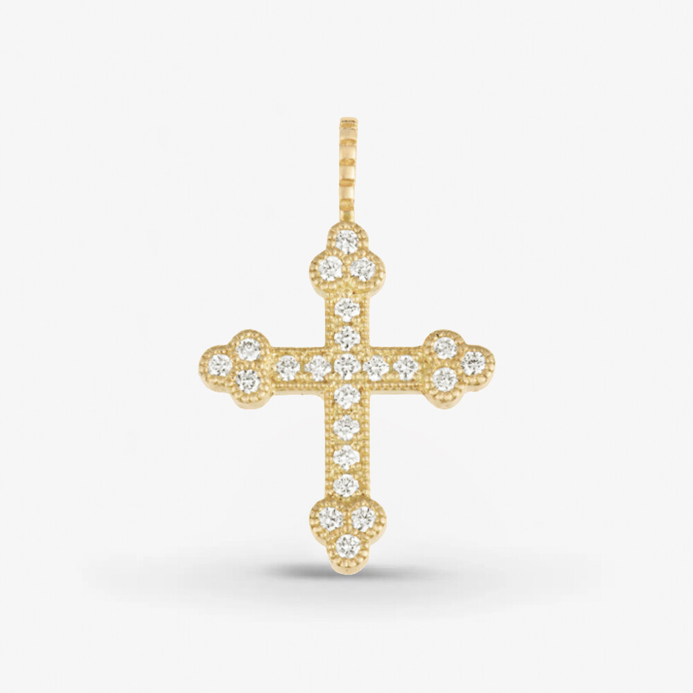 Photo de Croix célestine - or jaune 18 carats  & diamants