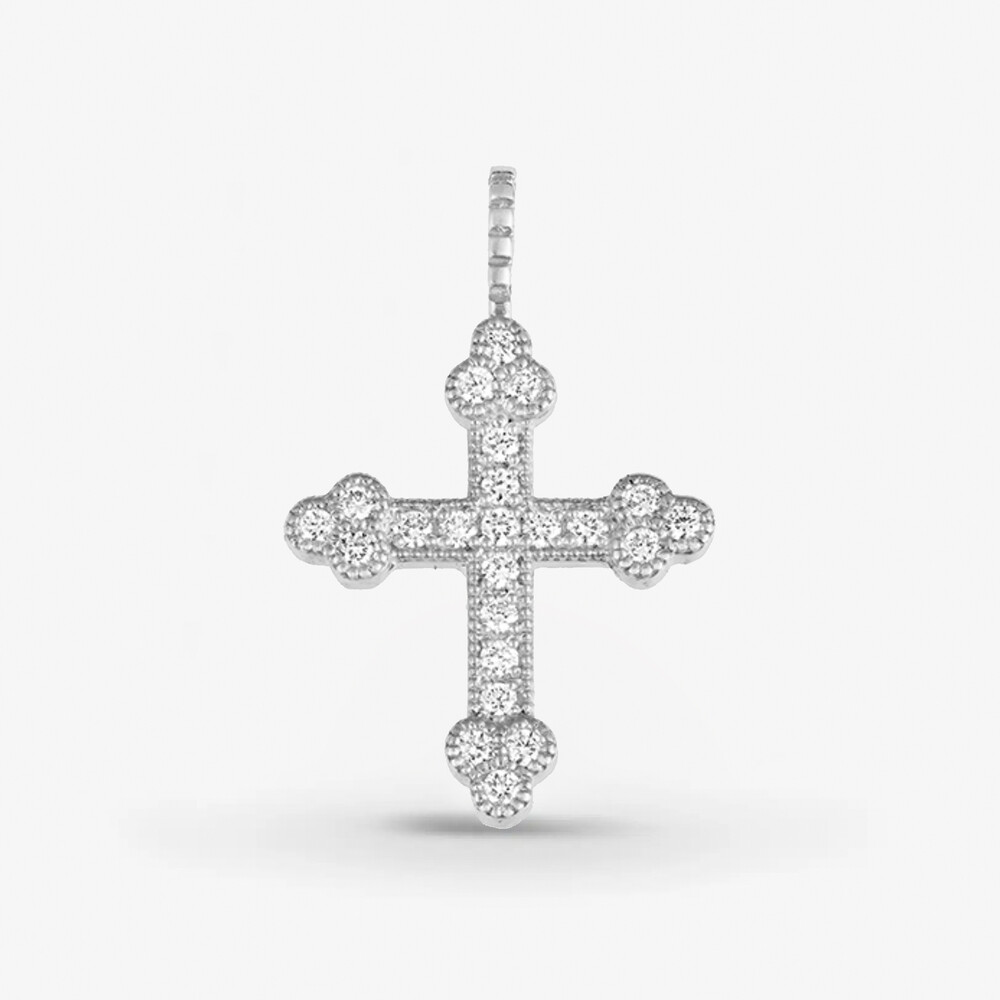 Photo de Croix célestine - or blanc 18 carats & diamants