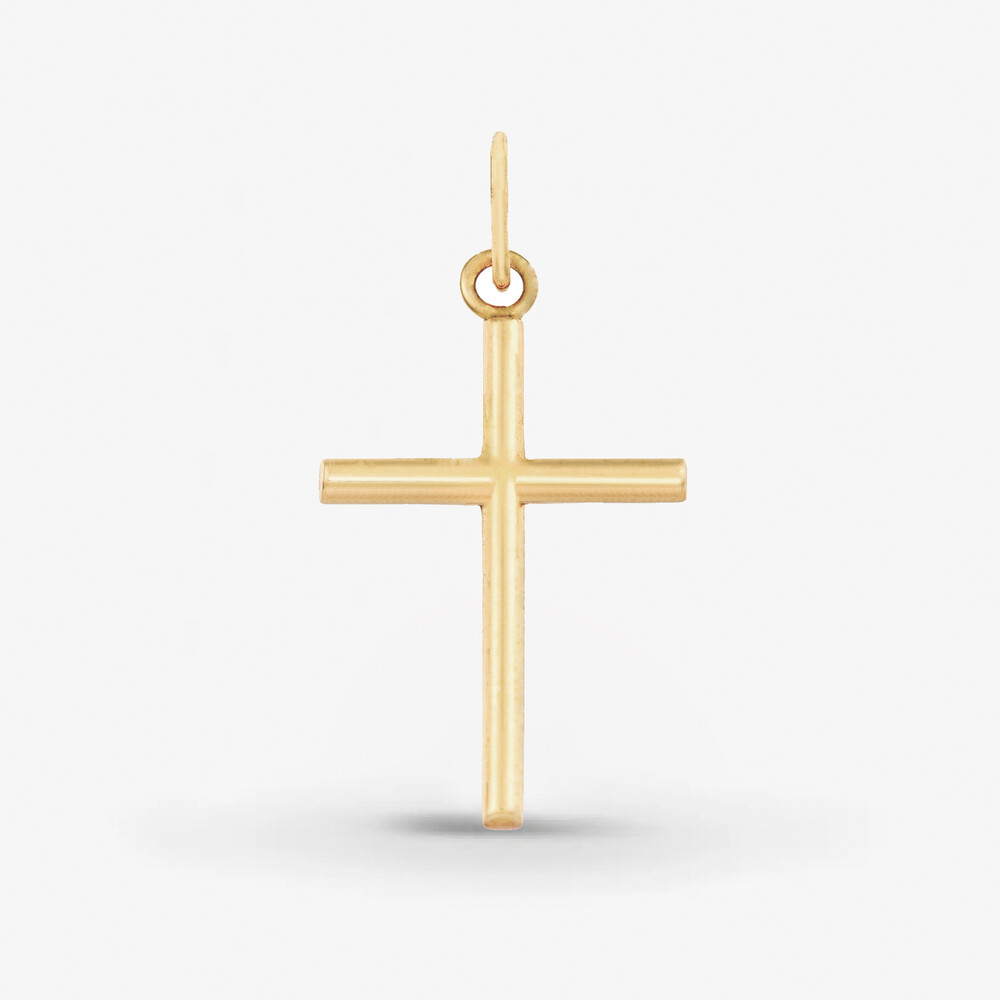 Photo de Pendentif Petite Croix Fil Rond - or jaune 18 carats