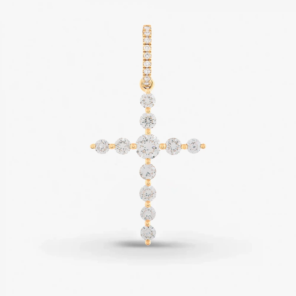 Photo de Croix Bérénice diamants - or jaune 18 carats
