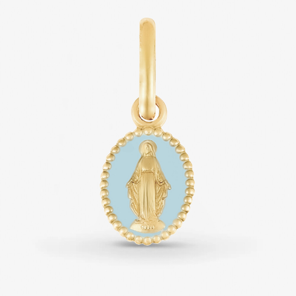 Photo de Médaille miraculeusecouleur bleu ciel - or jaune 18 carats