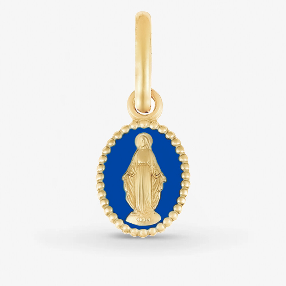 Photo de Médaille miraculeusecouleur bleu roi - or jaune 18 carats