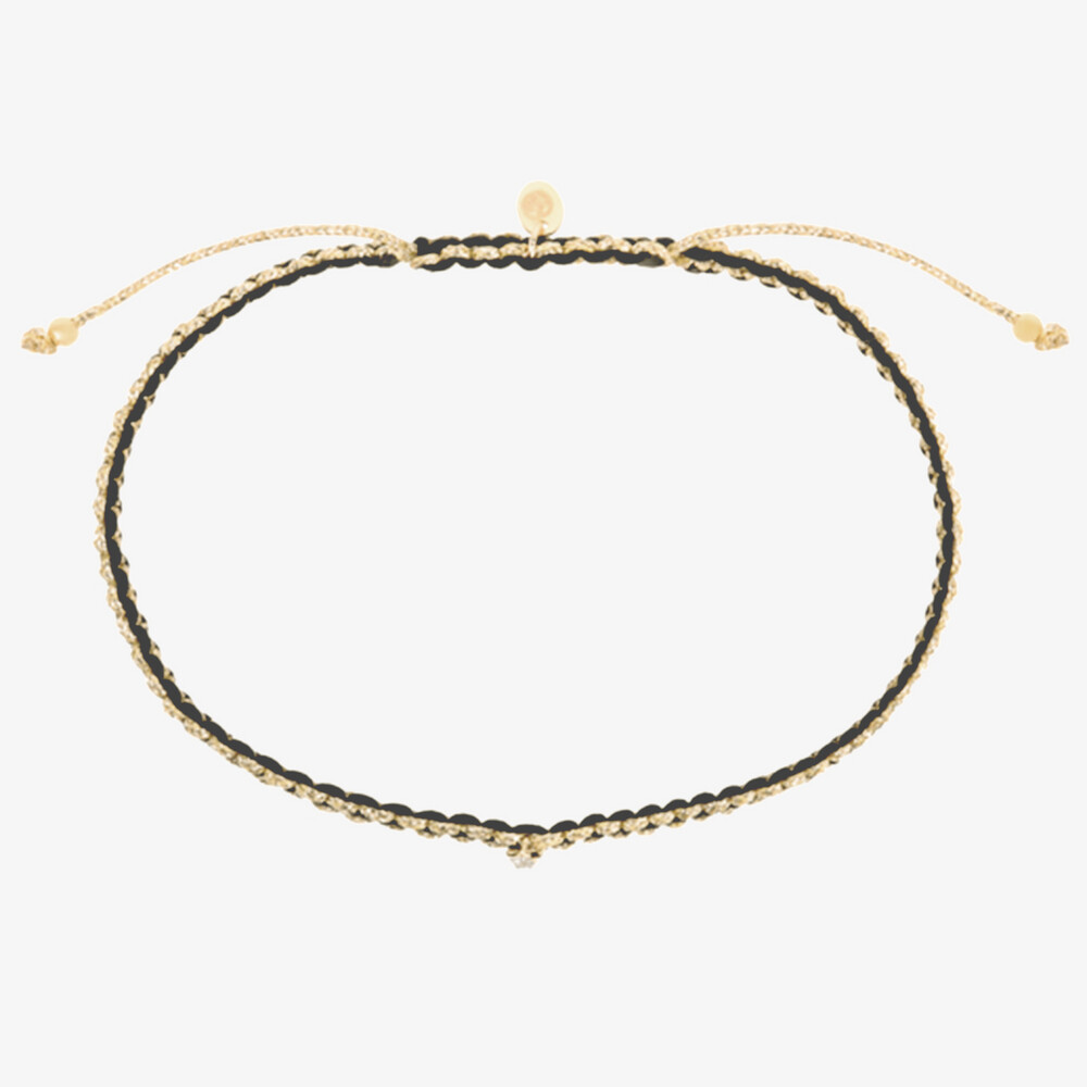 Photo de Bracelet cordon diamant Solitaire - Or jaune 18 carats
