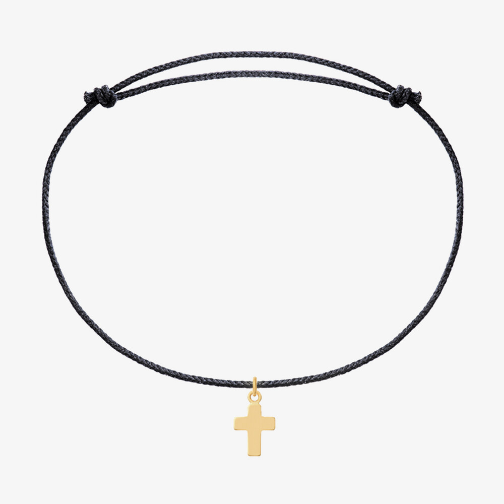 Photo de Bracelet cordon Petite Croix - Or jaune 18 carats