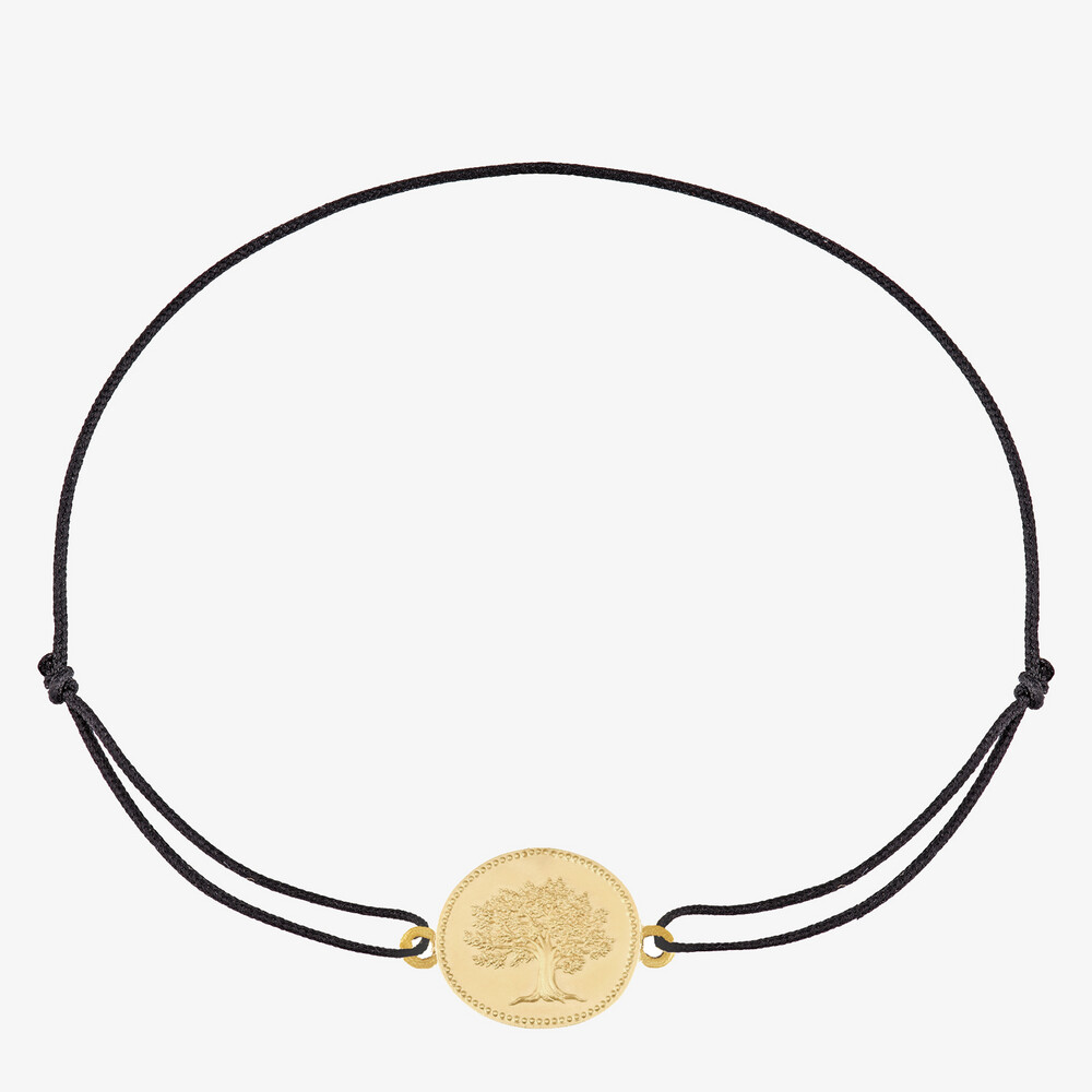 Photo de Bracelet cordon Galet Arbre de Vie - Or jaune 18 carats