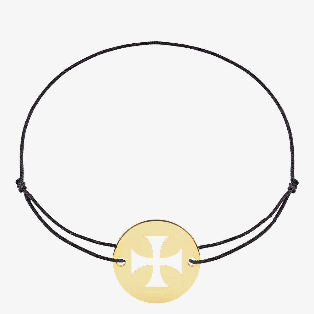 Photo de Bracelet cordon Croix des Templiers - or jaune 18 carats