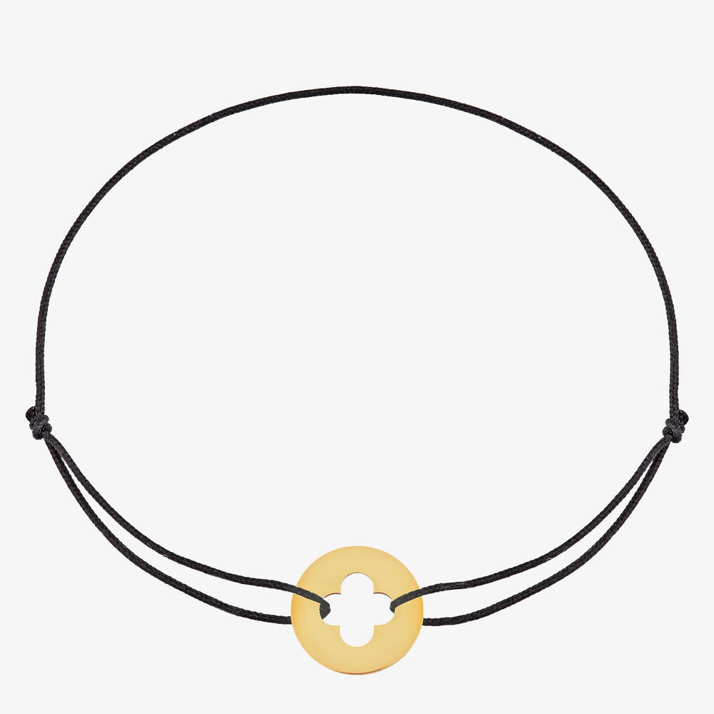 Photo de Bracelet cordon mini croix romane - or jaune 18 carats