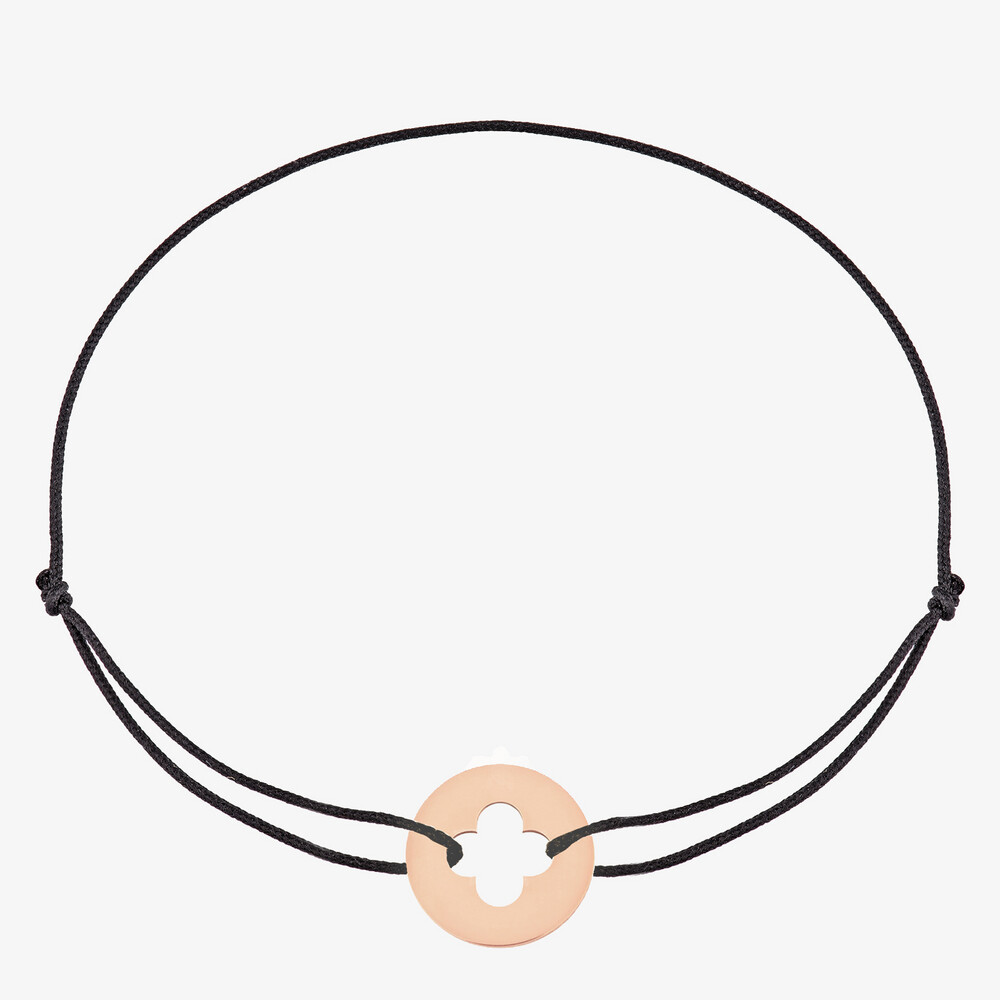 Photo de Bracelet cordon mini croix romane - or rose 18 carats