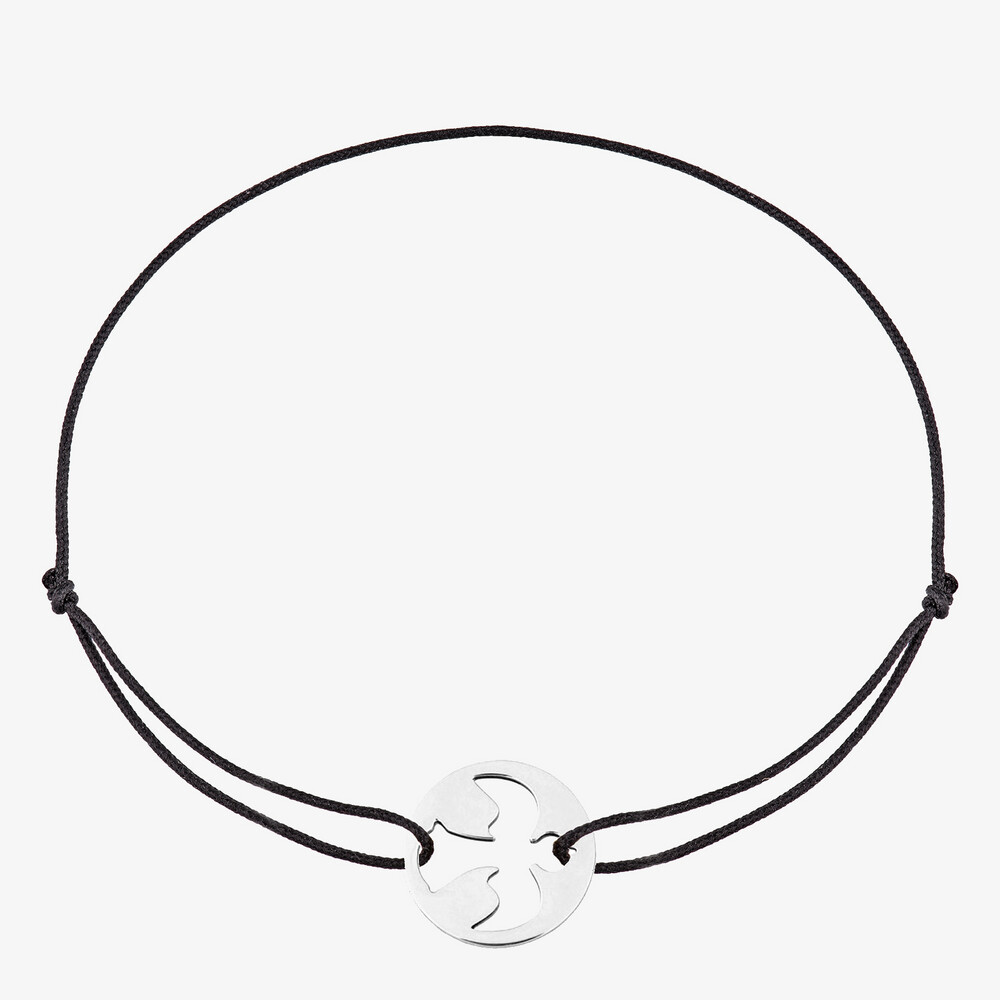 Photo de Bracelet cordon mini colombe - or blanc 18 carats