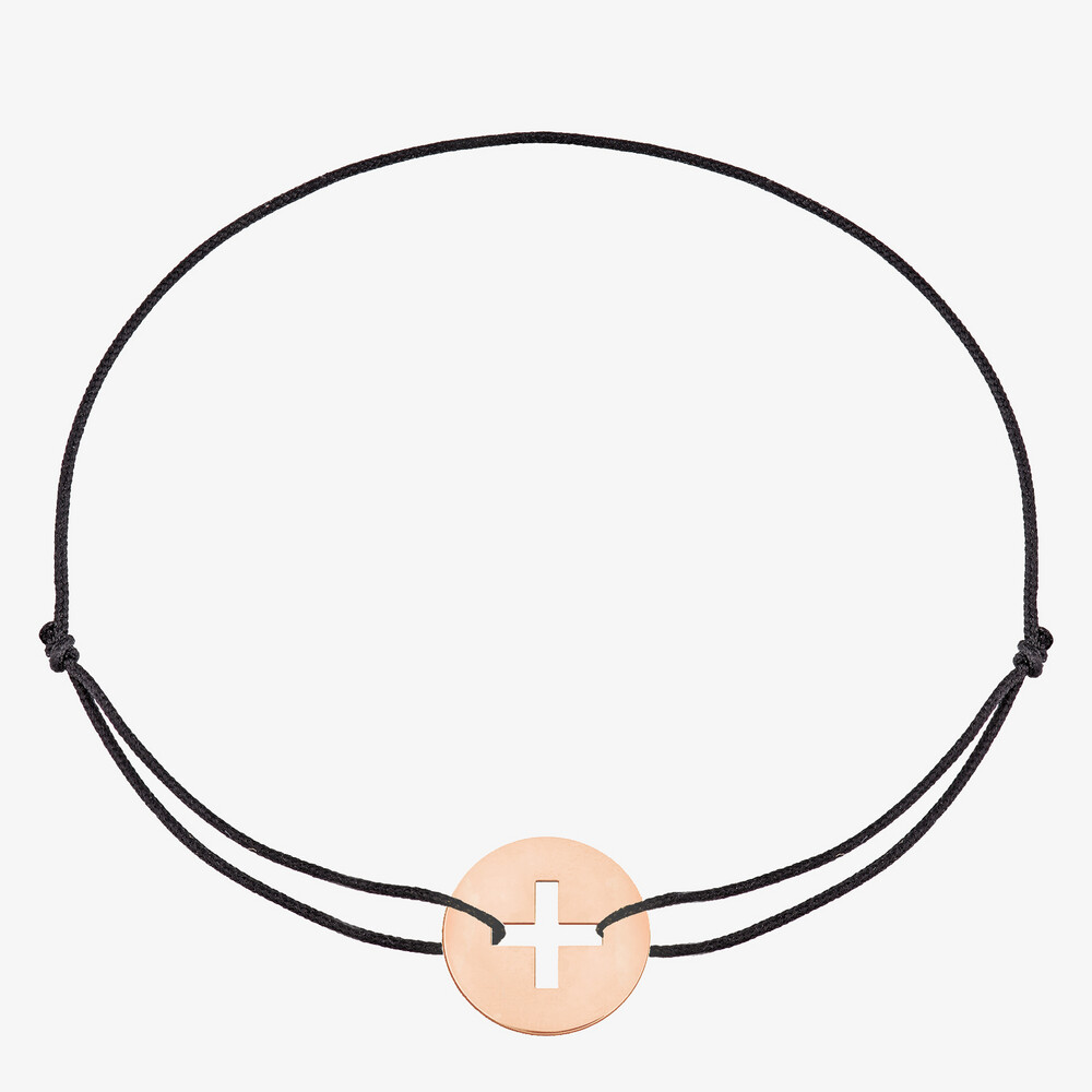 Photo de Mini rond croix latine - or rose 18 carats