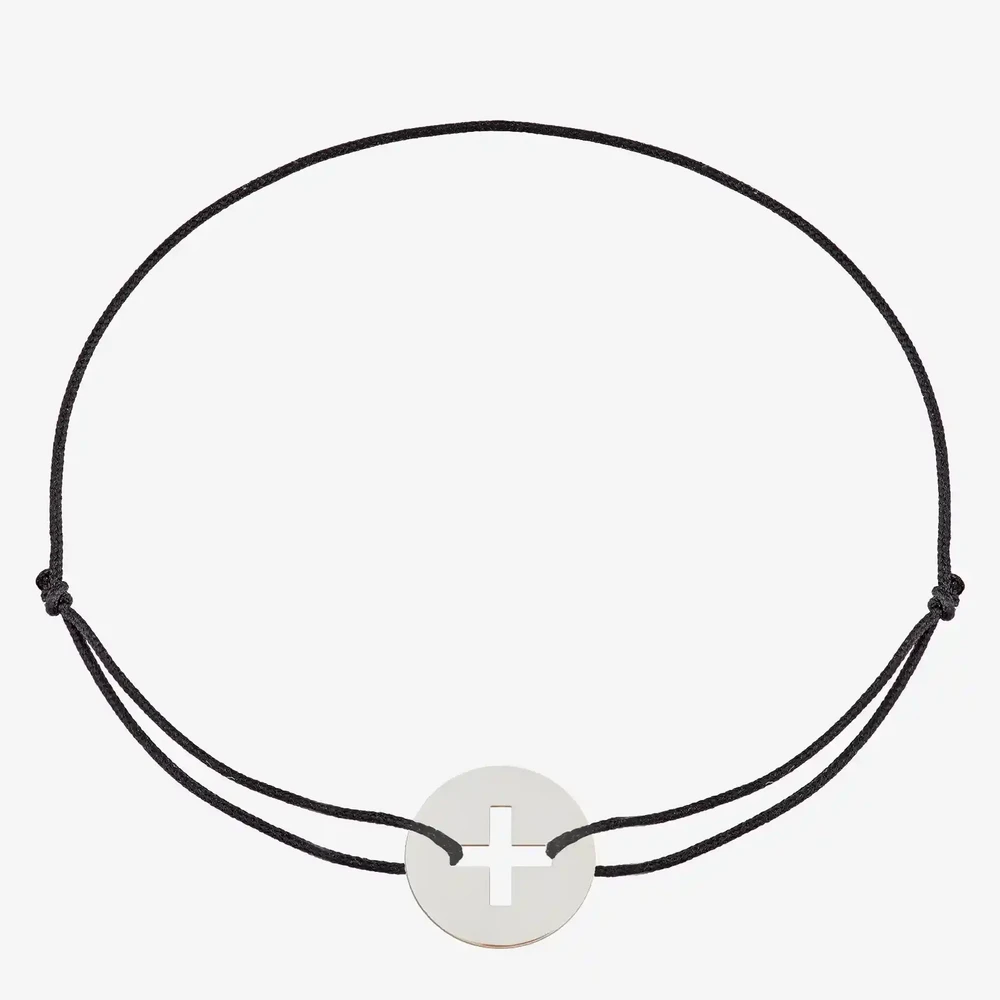 Photo de Mini rond croix latine - or blanc 18 carats