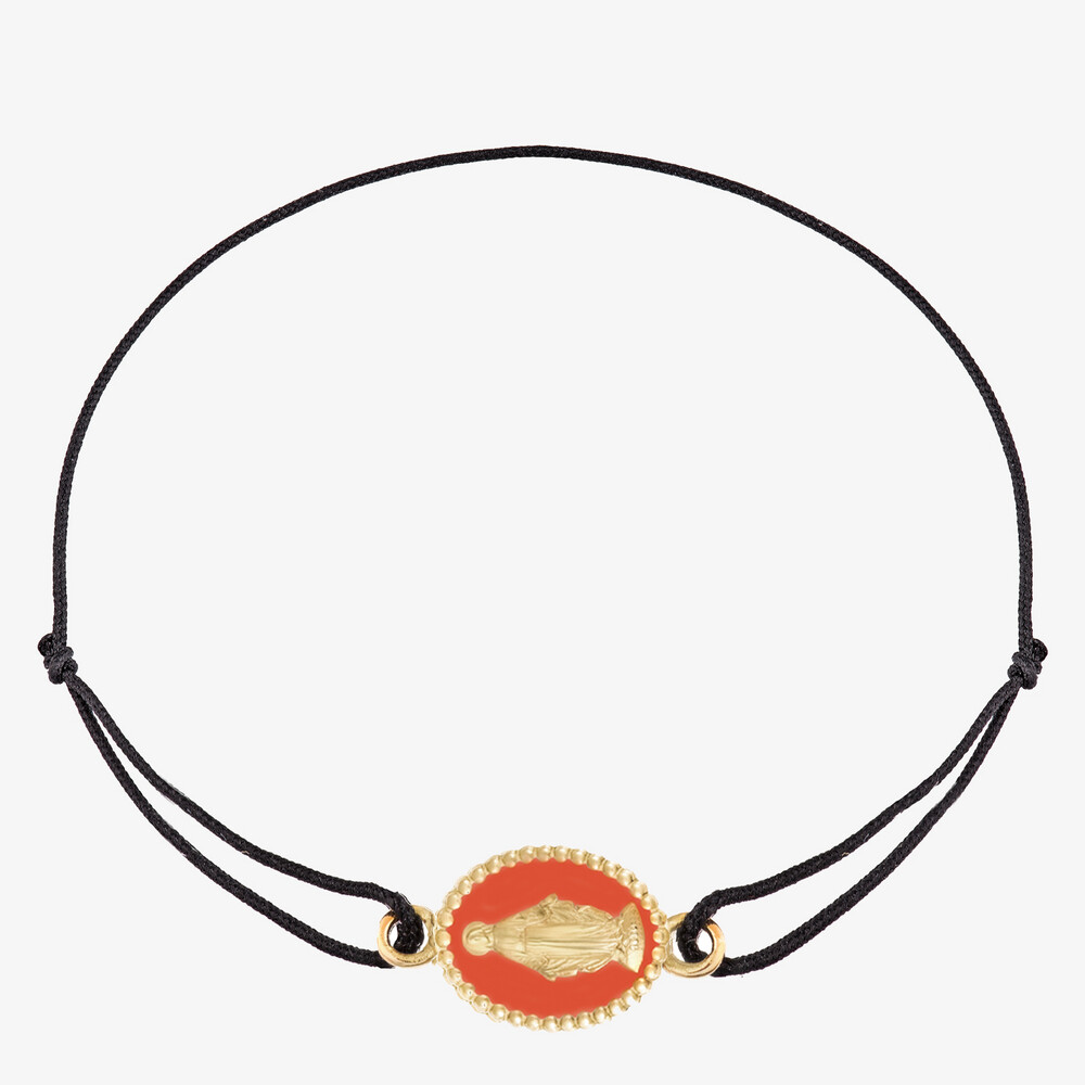 Photo de Bracelet cordon médaille miraculeuse corail - or jaune 18 carats