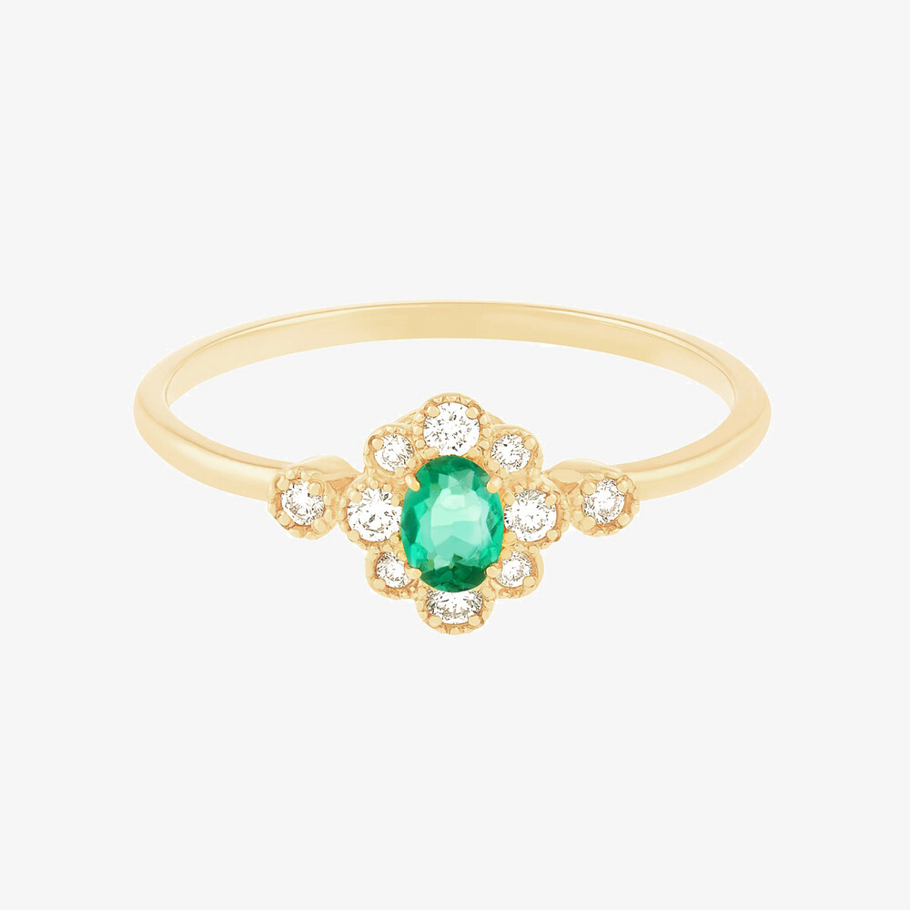 Photo de Bague augustine - Émeraude & diamants