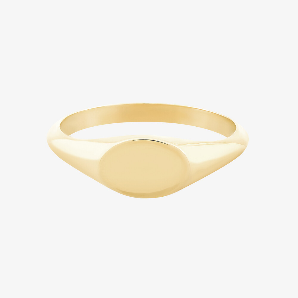 Photo de Bague chevalière ovale - or jaune 18 carats