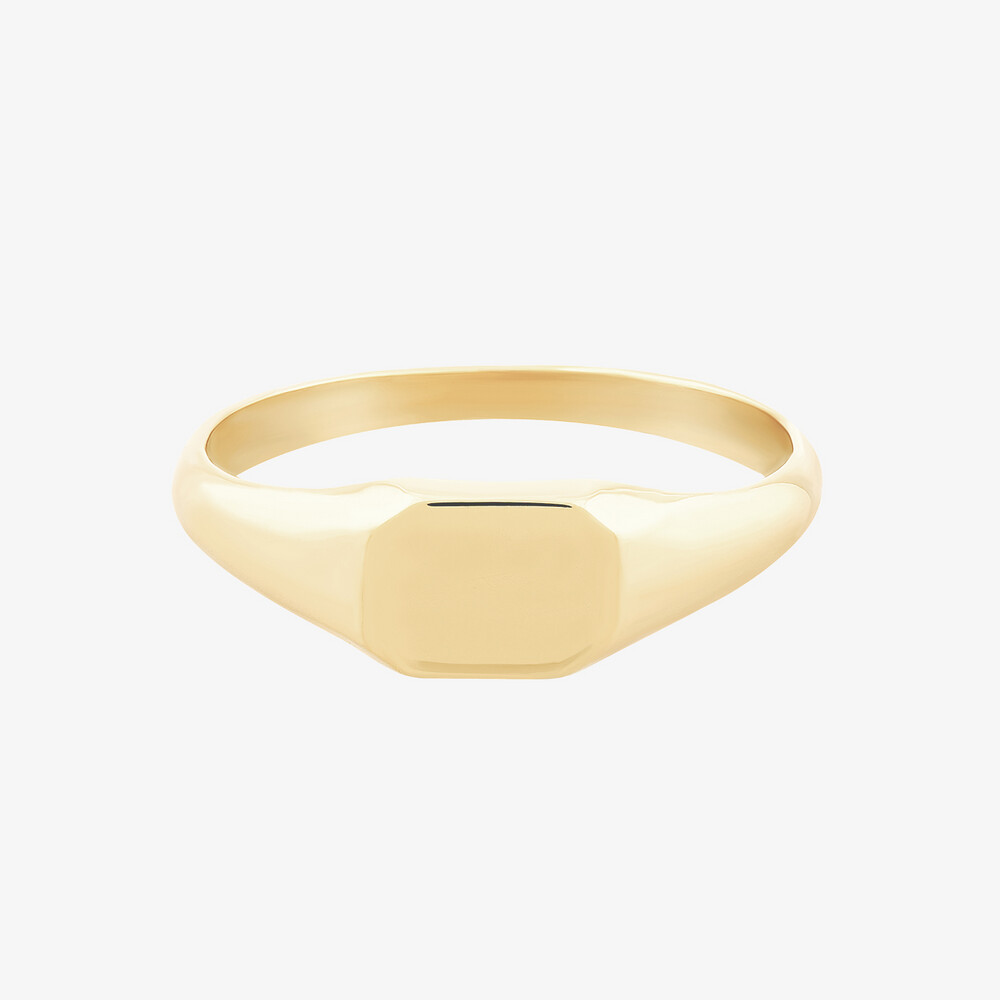 Photo de Bague chevalière octogonale - or jaune 18 carats