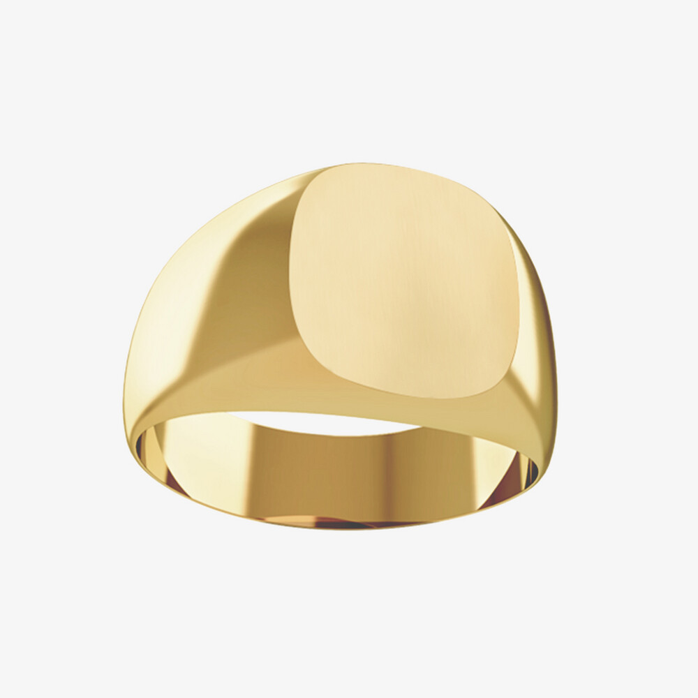Photo de Chevalière tonneau homme - Or jaune 18 carats