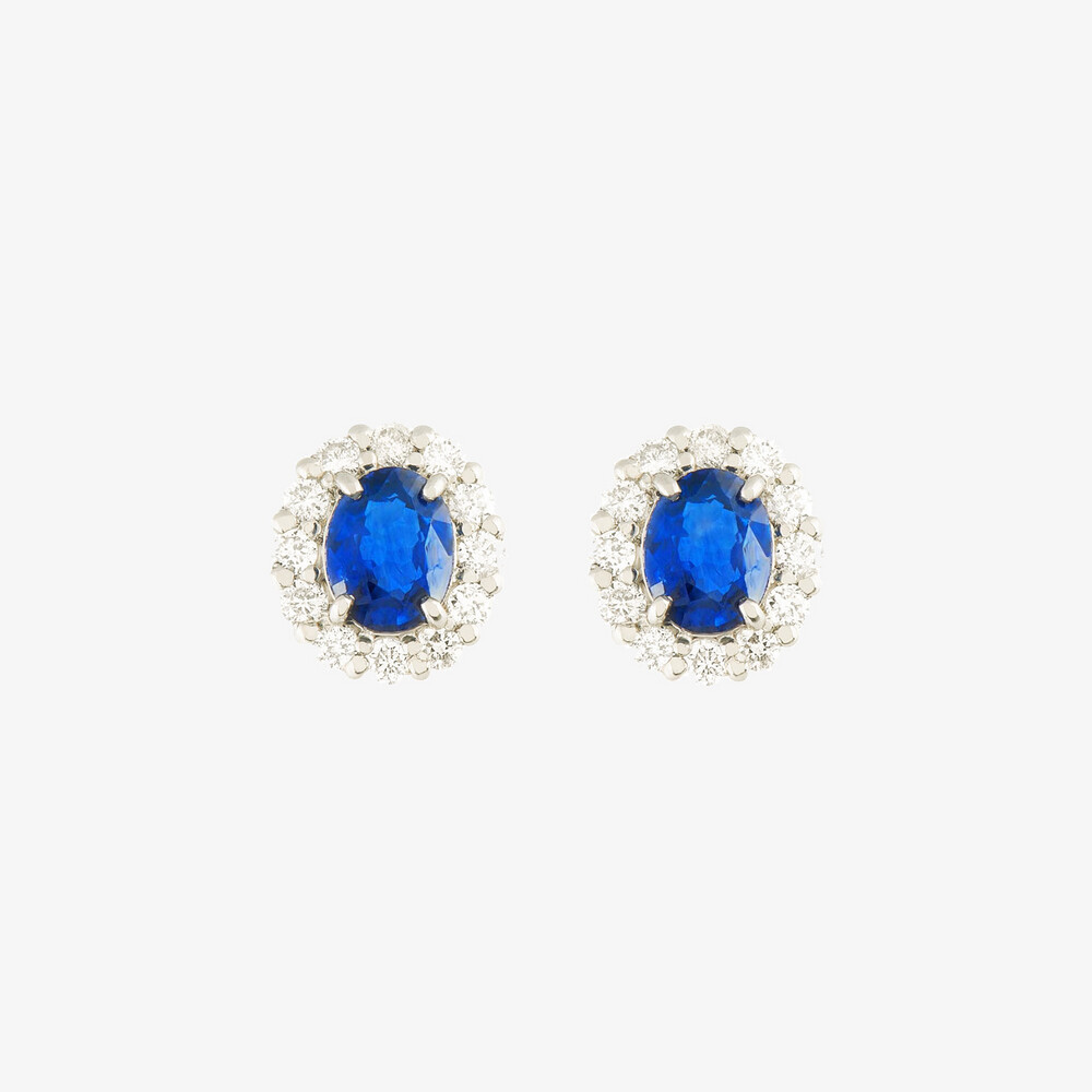 Photo de Boucles d'oreilles Isaure saphir - platine