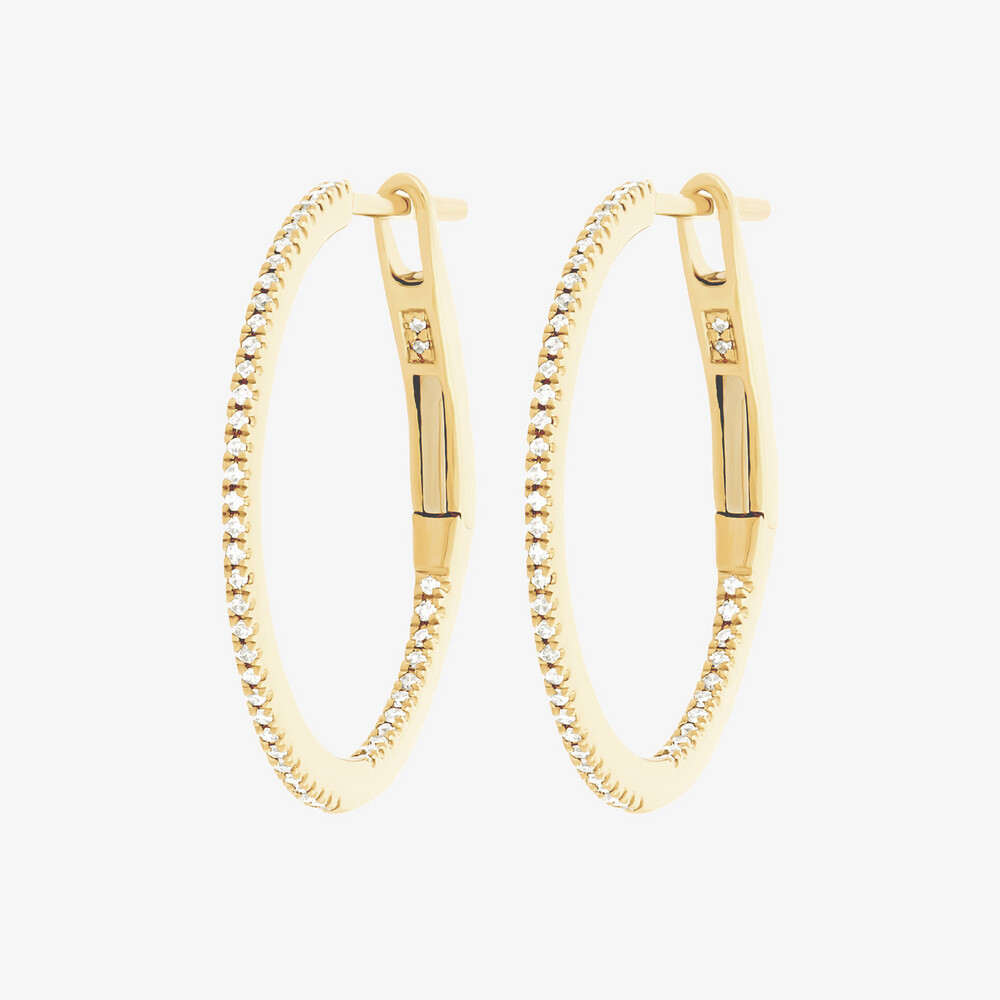 Photo de Boucles d'oreilles Manon créoles diamants - or jaune 18 carats