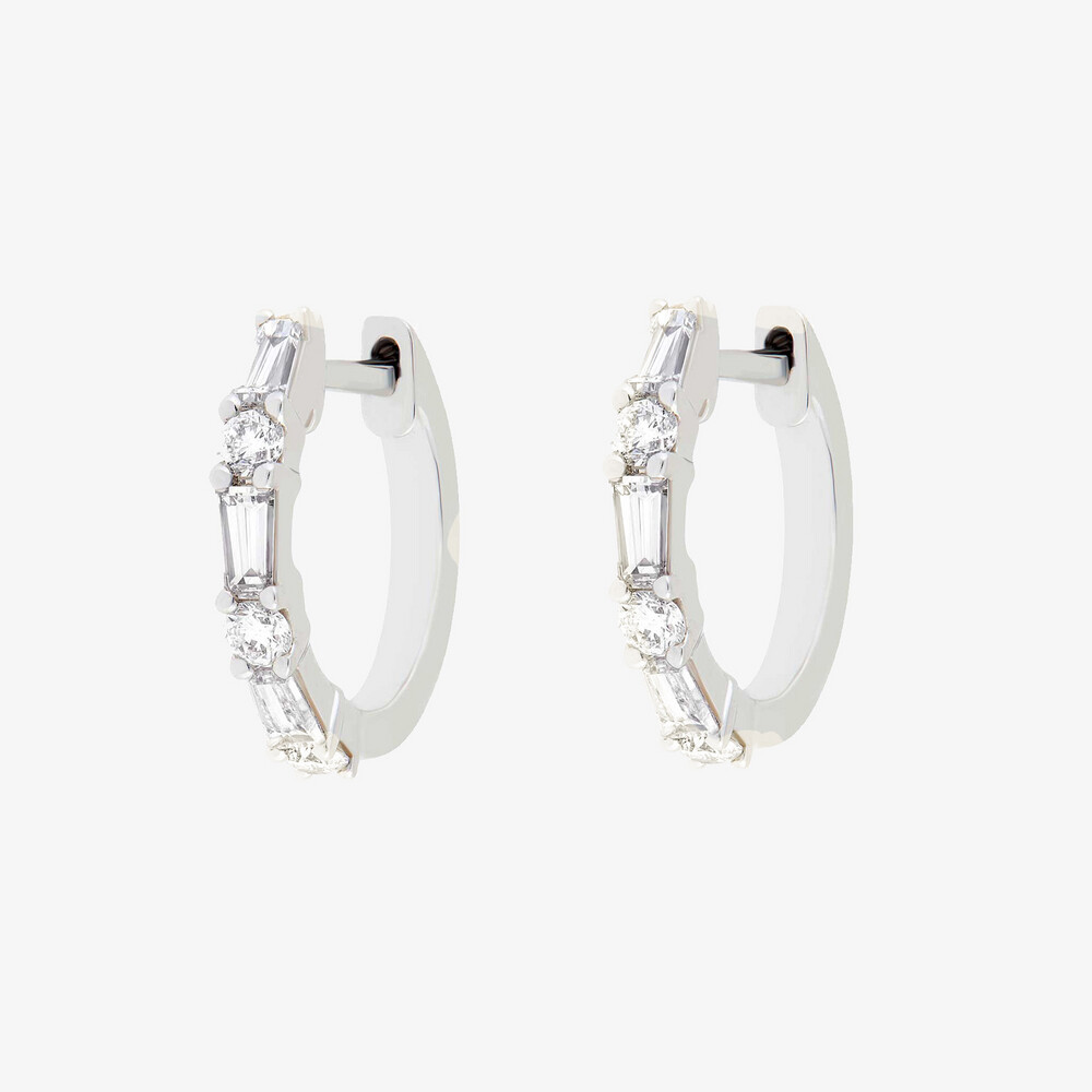 Photo de Boucles d'oreilles Castille Diamants baguette - or blanc 18 carats