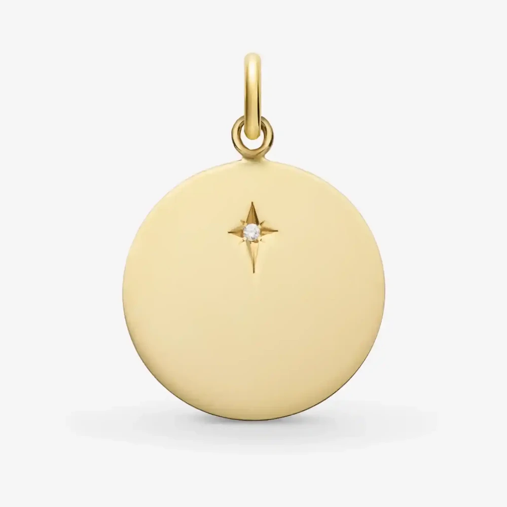 Photo de Médaille jeton & diamant - or jaune 18 carats