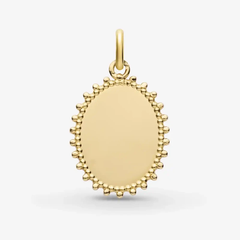 Photo de Médaille jeton double perlé - or jaune 18 carats