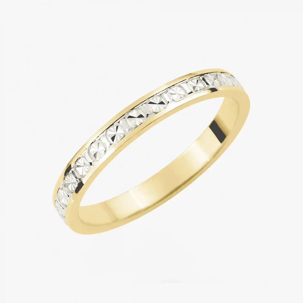 Photo de Alliance ruban bicolore - or jaune & blanc 18 carats