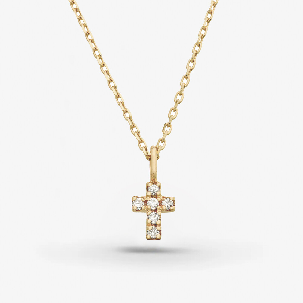 Photo de Collier Alice mini croix - or jaune 10 carats