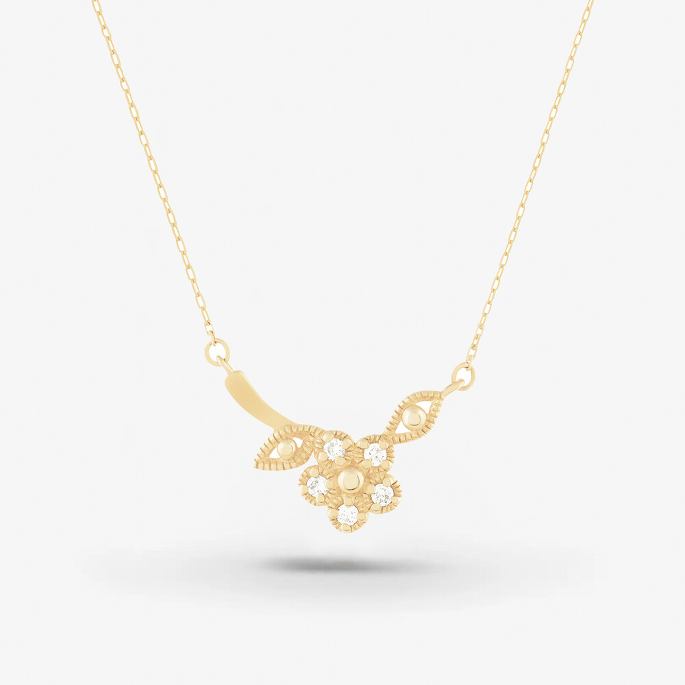 Photo de Collier Elena branche de rose - or jaune 10 carats