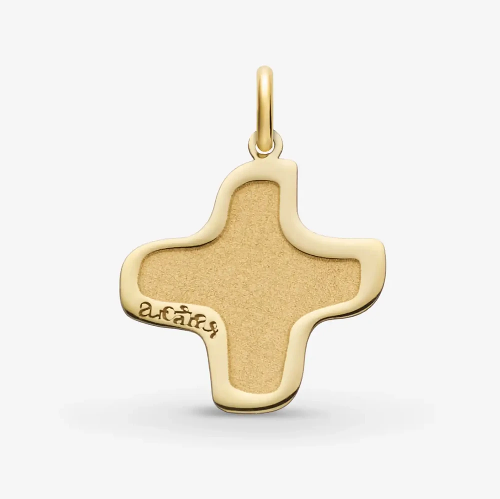 Photo de Croix Arcabas mate et polie - or jaune 18 carats