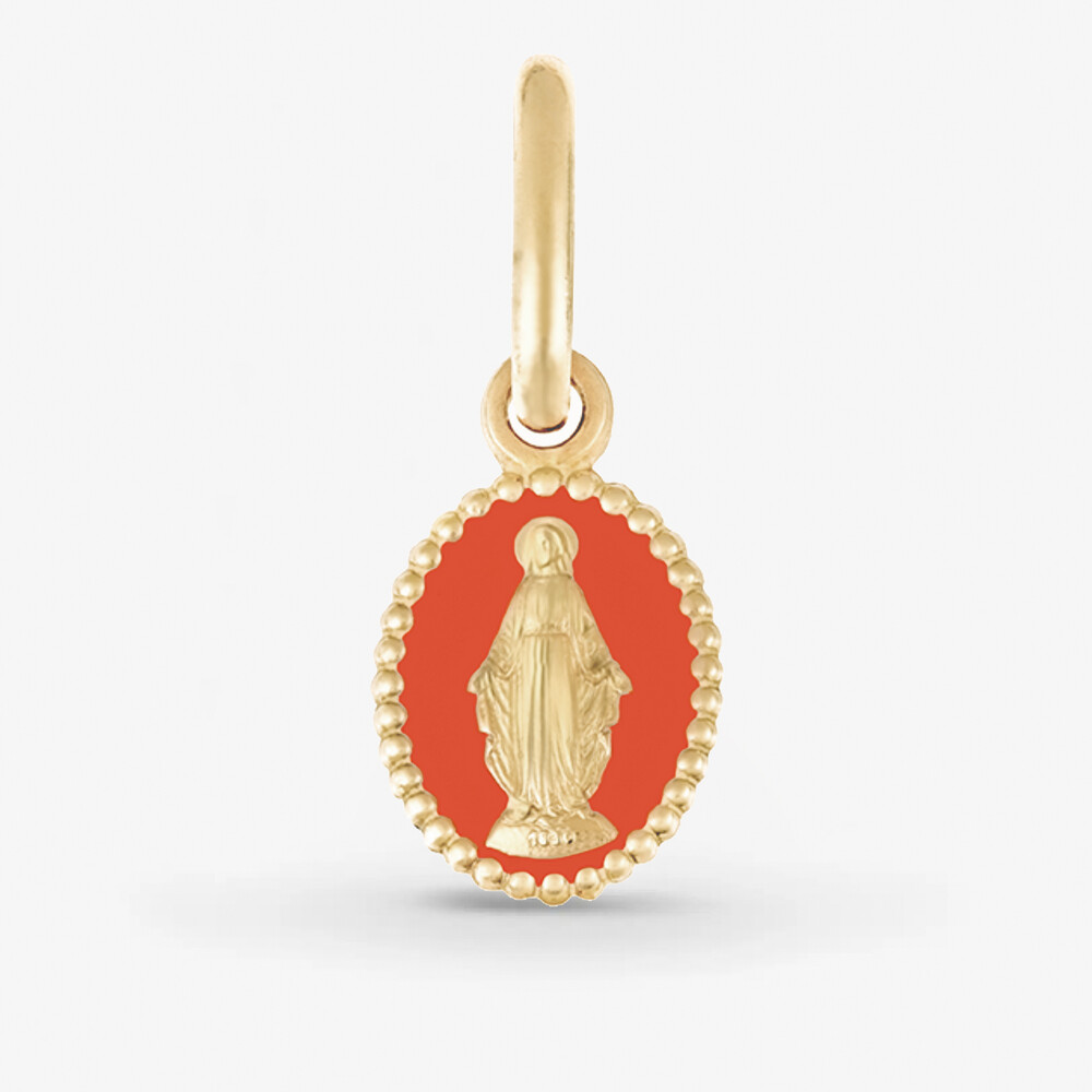 Photo de Médaille miraculeuse couleur corail - or jaune 18 carats