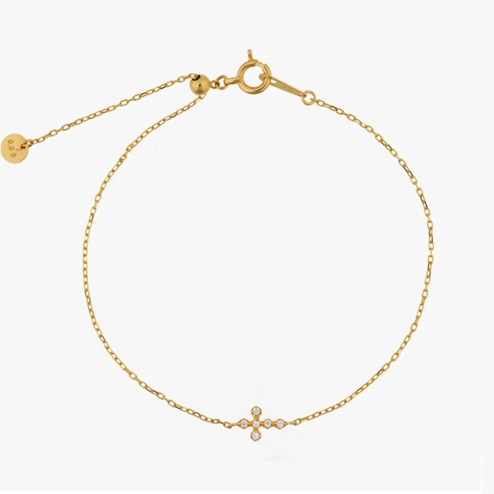 Photo de Bracelet inès croix diamants - or jaune 10 carats